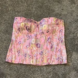 Pretty Little Thing pink floral satin corset. 20. Never worn.